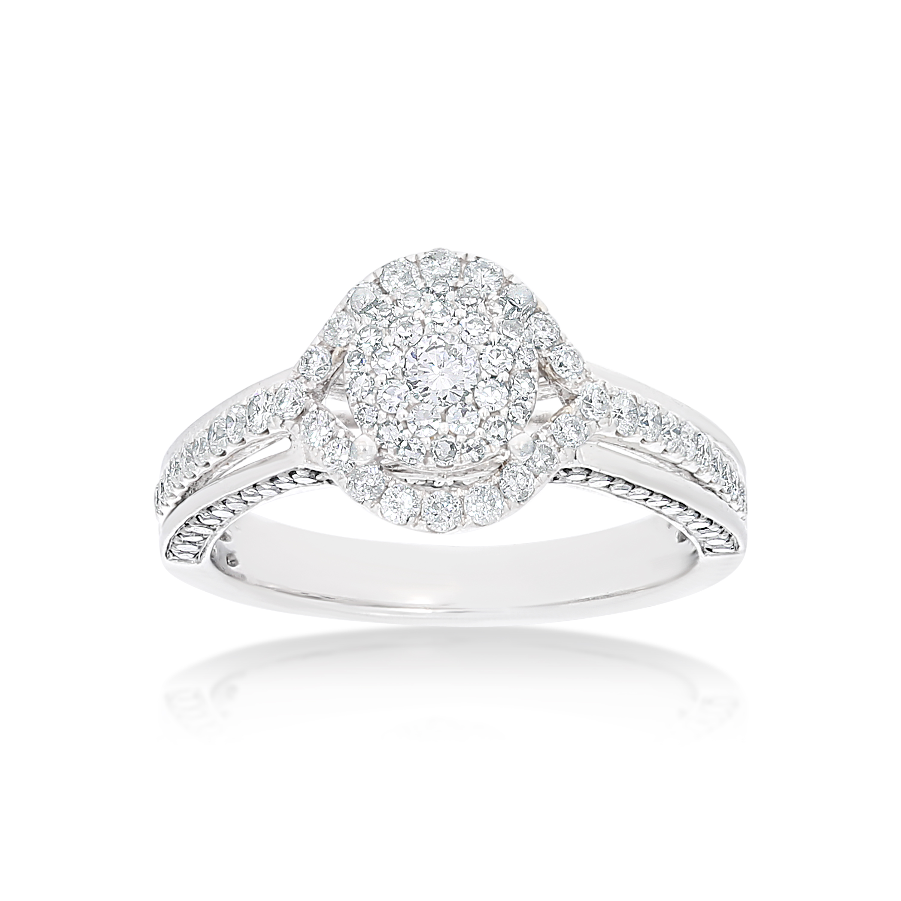 Fancy Diamond Engagement Ring 0.94 ct. 14k White Gold